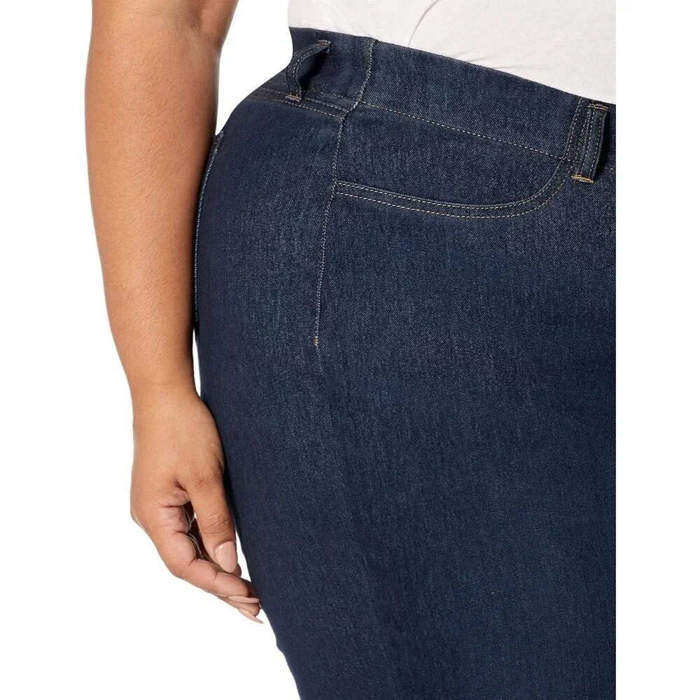 Plus Size Womens Pull-On Skinny Knit Jegging Dark Wash Comfortable Stretch